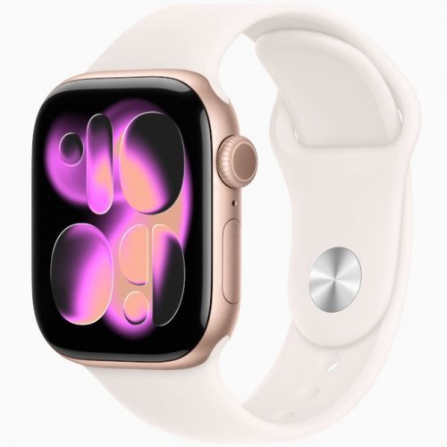 Apple Watch Series 11 GPS, 46 мм Rose Gold Aluminum Case with Light Blush Sport Band, M/L
