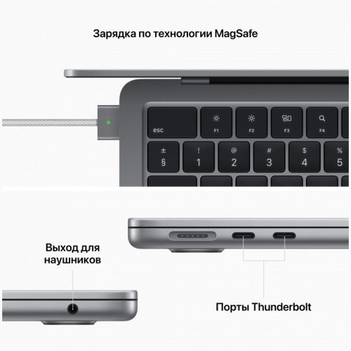 Apple MacBook Air 15" (M2, 8C CPU/10C GPU, 2023), 16 ГБ, 512 ГБ SSD, Gray, серый космос, Z15T0005G