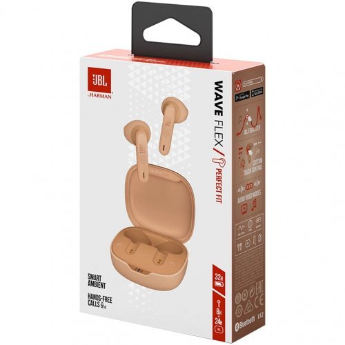 Беспроводные наушники JBL Wave Flex, Beige, бежевый