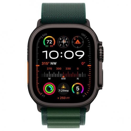 Apple Watch Ultra 2 GPS + Cellular, 49 мм, корпус из черного титана, ремешок Alpine зеленого цвета, размер L, MX4T3Q