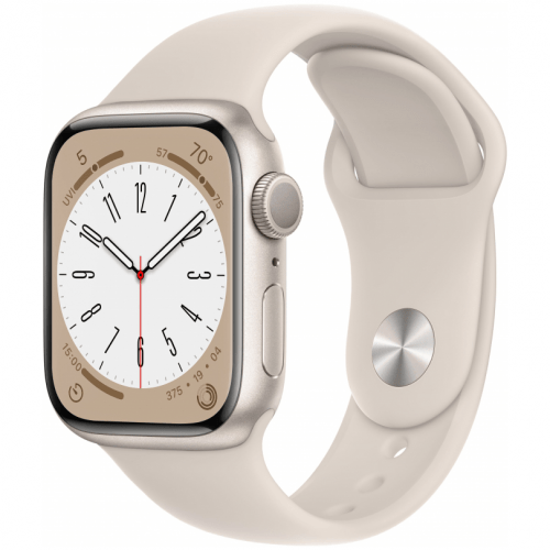 Apple Watch Series 8, 41 мм, корпус сияющая звезда, ремешок сияющая звезда, размер S/M, MNU93