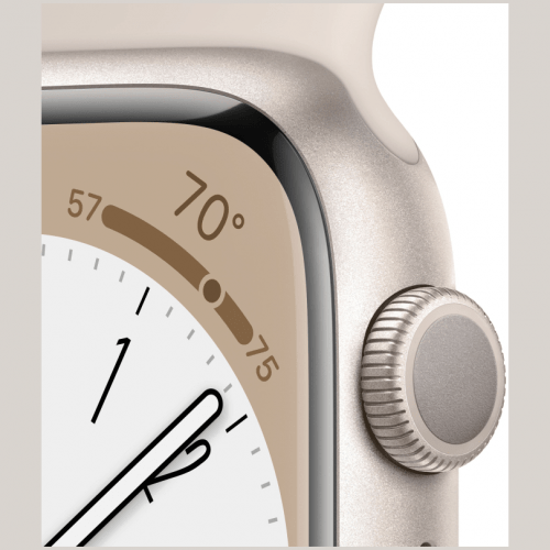 Apple Watch Series 8, 41 мм, корпус сияющая звезда, ремешок сияющая звезда, размер S/M, MNU93