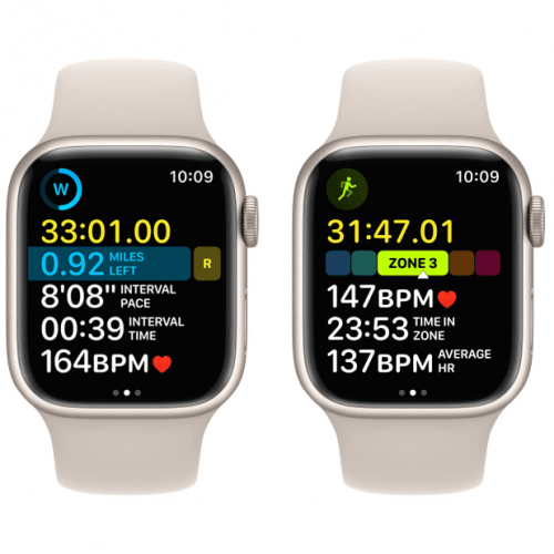 Apple Watch Series 8, 41 мм, корпус сияющая звезда, ремешок сияющая звезда, размер S/M, MNU93