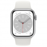 Apple Watch Series 8, 41 мм, корпус серебристый, спортивный ремешок белый, MP6K3