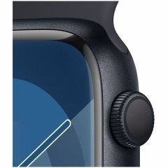 Apple Watch Series 9, 45 мм, корпус из алюминия цвета тёмная ночь, спортивный ремешок цвета тёмная ночь, размер M/L, MR9A3