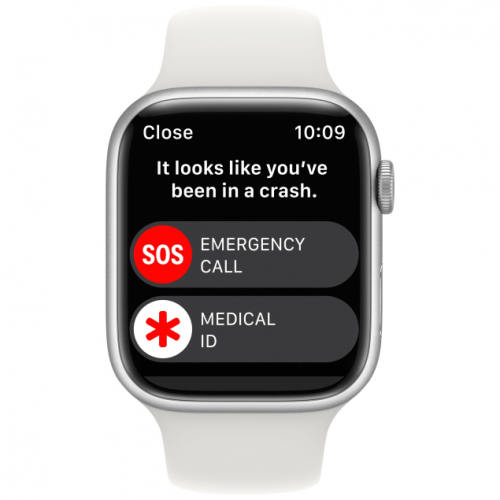 Apple Watch Series 8, 45 мм, корпус серебристый, спортивный ремешок белый, MP6N3