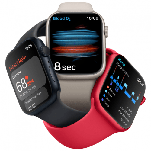 Apple Watch Series 8, 45 мм, корпус тёмная ночь, ремешок «+тёмная ночь, размер M/L, MNUL3