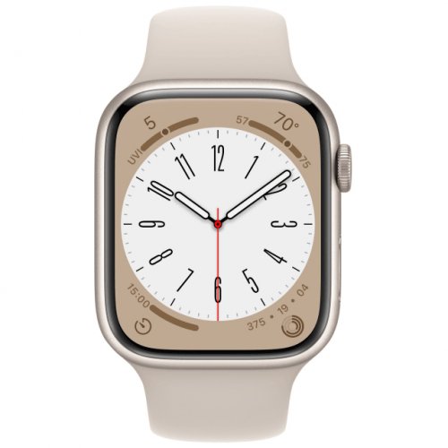 Apple Watch Series 8, 45 мм, корпус сияющая звезда, ремешок сияющая звезда, размер S/M, MNUP3