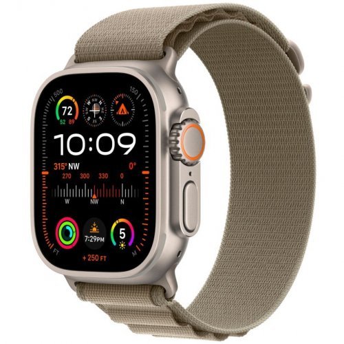 Apple Watch Ultra 2 GPS + Cellular, 49 мм, корпус из титана, ремешок Alpine оливкового цвета, размер L, MRF03