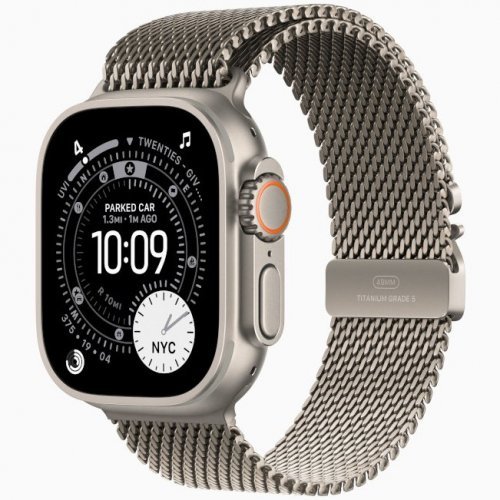 Apple Watch Ultra 3 GPS + Cellular, 49 мм Natural Titanium Case with Natural Titanium Milanese Loop, S