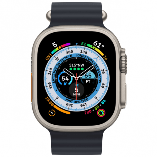 Apple Watch Ultra GPS + Cellular, 49 мм, корпус из титана, ремешок цвета «тёмная ночь», MQF63