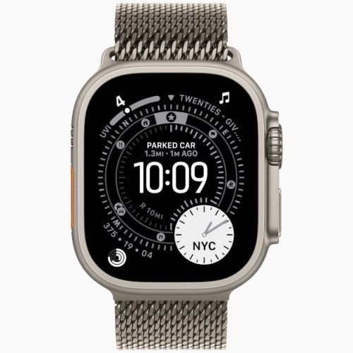 Apple Watch Ultra 3 GPS + Cellular, 49 мм Natural Titanium Case with Natural Titanium Milanese Loop, M