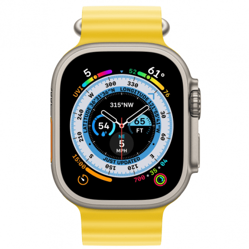 Apple Watch Ultra GPS + Cellular, 49 мм, корпус из титана, ремешок желтого цвета, MNHN3