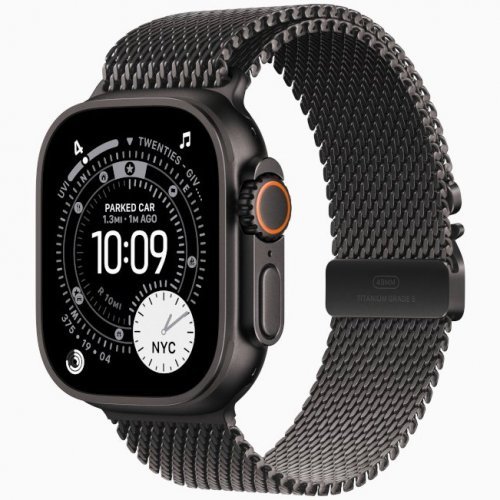 Apple Watch Ultra 3 GPS + Cellular, 49 мм Black Titanium Case with Black Titanium Milanese Loop, L