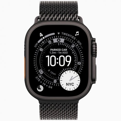 Apple Watch Ultra 3 GPS + Cellular, 49 мм Black Titanium Case with Black Titanium Milanese Loop, L