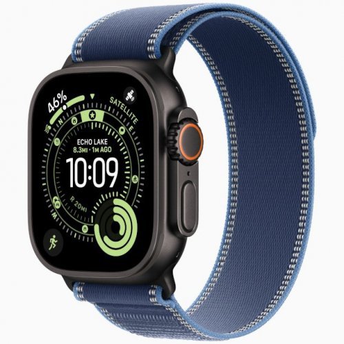 Apple Watch Ultra 3 GPS + Cellular, 49 мм Black Titanium Case with Blue/Bright Blue Trail Loop, M/L