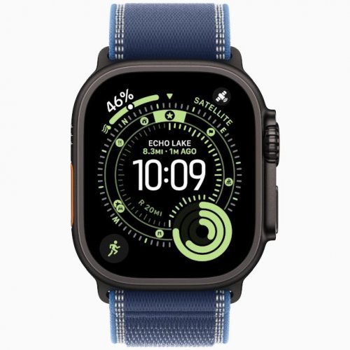 Apple Watch Ultra 3 GPS + Cellular, 49 мм Black Titanium Case with Blue/Bright Blue Trail Loop, M/L