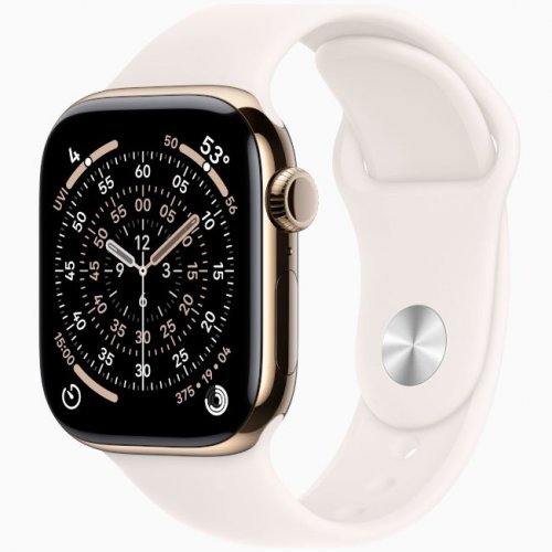 Apple Watch Series 11 GPS + Cellular, 42 мм Gold Titanium Case with Light Blush Sport Band, M/L