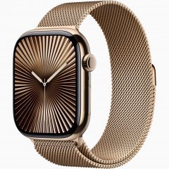 Apple Watch Series 10 GPS + Cellular, 46 мм Gold Titanium Case with Gold Milanese Loop, S/M, MC7T4Q
