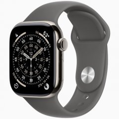 Apple Watch Series 11 GPS + Cellular, 46 мм Natural Titanium Case with Stone Gray Sport Band, M/L