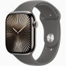 Apple Watch Series 10 GPS + Cellular, 46 мм Natural Titanium Case with Stone Grey Sport Band, S/M, MWY93Q