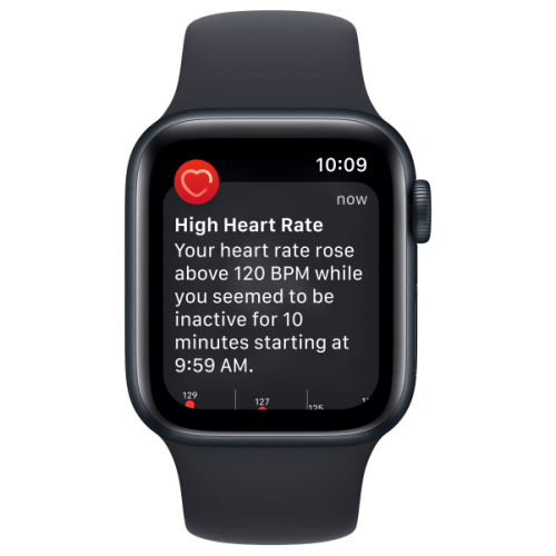 Apple Watch SE 2023, 40 мм, корпус из алюминия цвета тёмная ночь, спортивный ремешок цвета тёмная ночь S/M, MR9X3