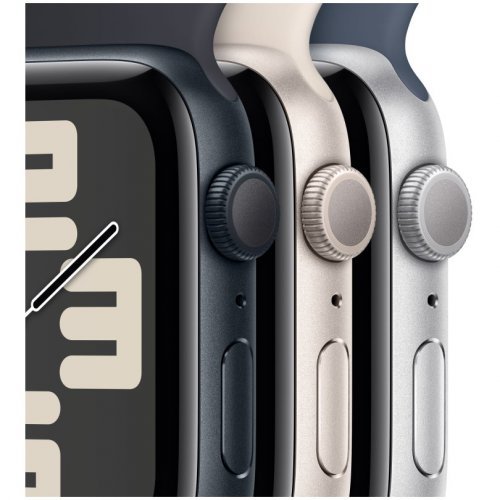 Apple Watch SE 2023, 40 мм, корпус из алюминия цвета тёмная ночь, спортивный браслет цвета тёмная ночь, MRE03