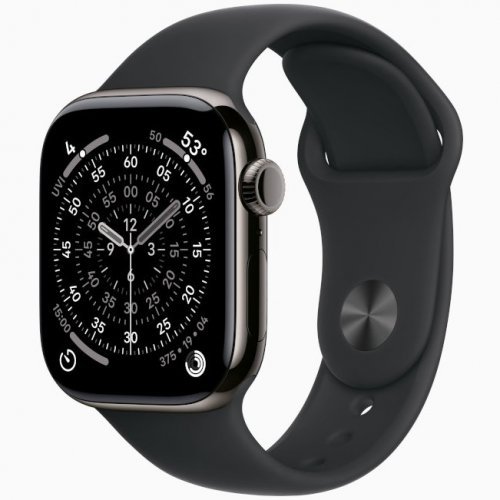 Apple Watch Series 11 GPS + Cellular, 46 мм Slate Titanium Case with Black Sport Band, S/M