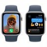 Apple Watch SE 2023, 44 мм, корпус из алюминия серебристого цвета, спортивный ремешок цвета грозовой синий, размер S/M, MREC3