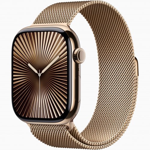 Apple Watch Series 10 GPS + Cellular, 42 мм Gold Titanium Case with Gold Milanese Loop, MX083Q