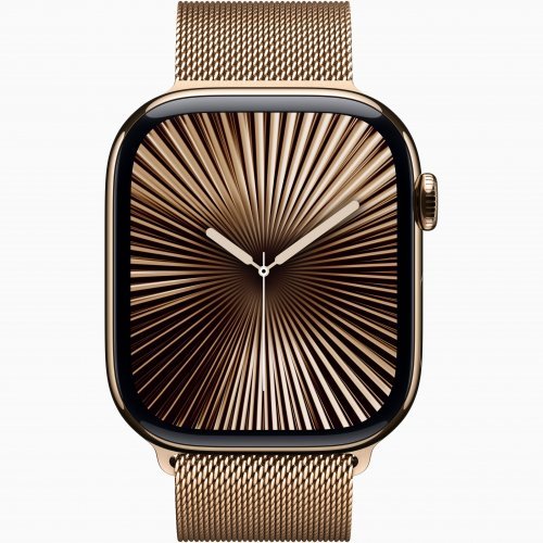 Apple Watch Series 10 GPS + Cellular, 42 мм Gold Titanium Case with Gold Milanese Loop, MX083Q
