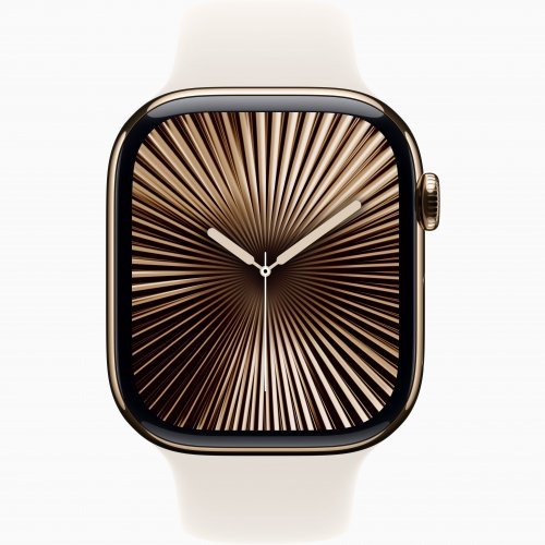 Apple Watch Series 10 GPS + Cellular, 42 мм Gold Titanium Case with Starlight Sport Band, M/L, MX073Q