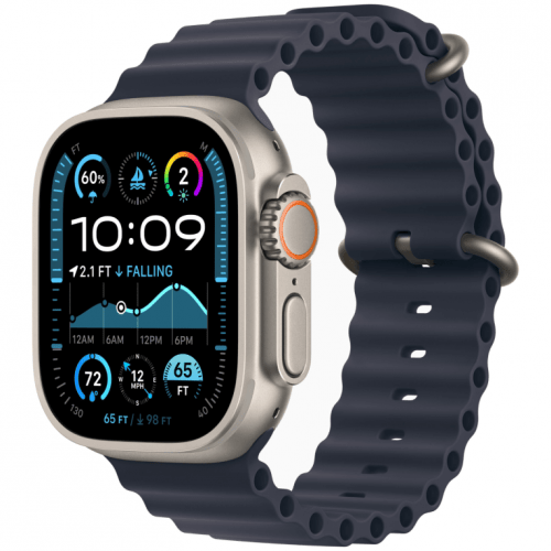 Apple Watch Ultra 2 GPS + Cellular, 49 мм, корпус из бежевого титана, ремешок Ocean темно-синего цвета, MX4D3Q