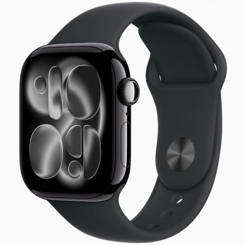 Apple Watch Series 11 GPS, 42 мм Jet Black Aluminum Case with Black Sport Band, M/L