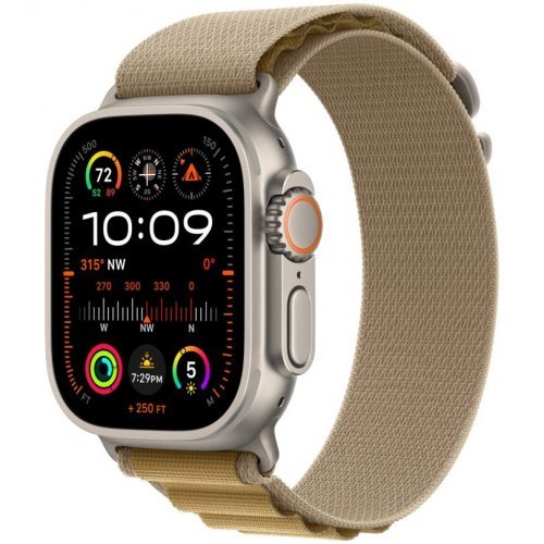 Apple Watch Ultra 2 GPS + Cellular, 49 мм, корпус из бежевого титана, ремешок Alpine цвета "загар", размер S, MX4E3Q