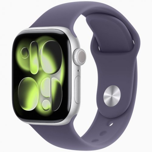 Apple Watch Series 11 GPS, 46 мм Silver Aluminum Case with Purple Fog Sport Band, M/L